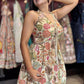Floral Printed Co-Ord Set with Halter Neck Peplum Top & Wide-Leg Pants