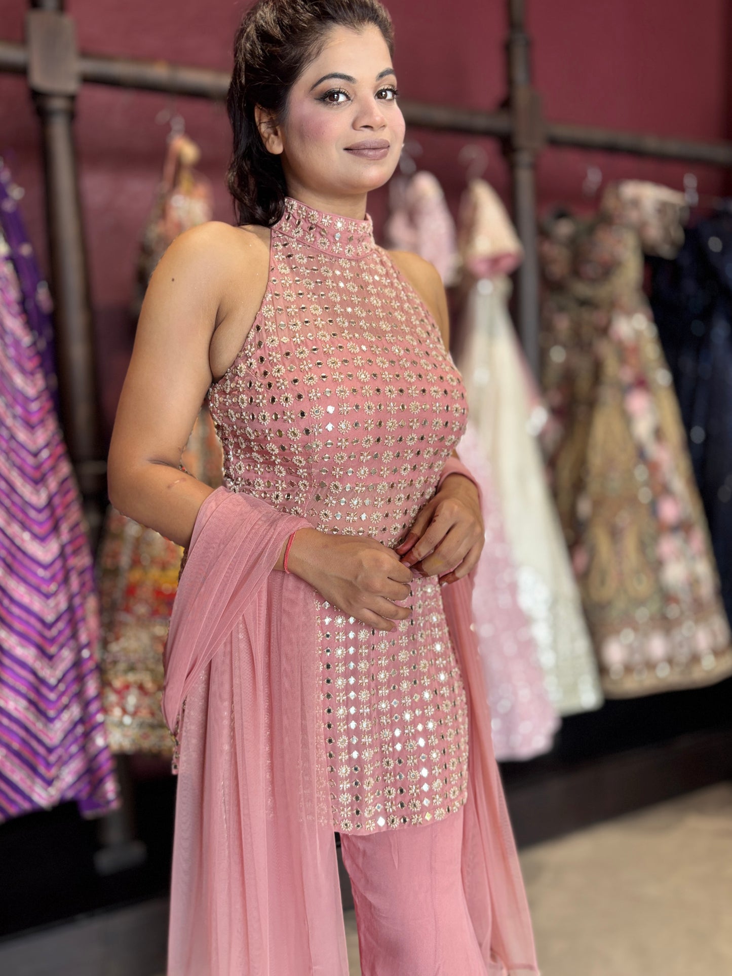 Sharara Set with Mirror Work Kurti & Dupatta Designer Festive Wear
