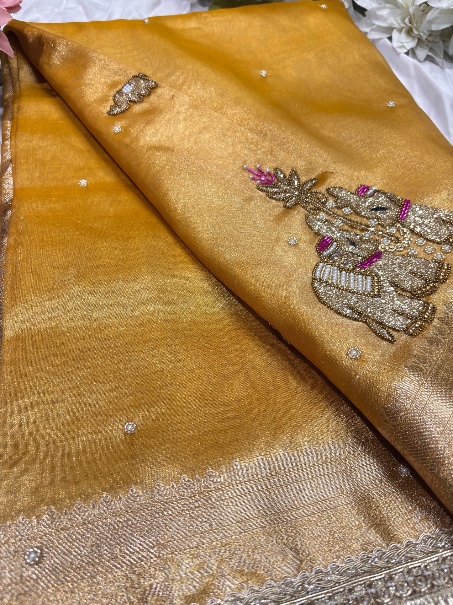 Yellow Colour Gajraj Maharani Saree With zari border