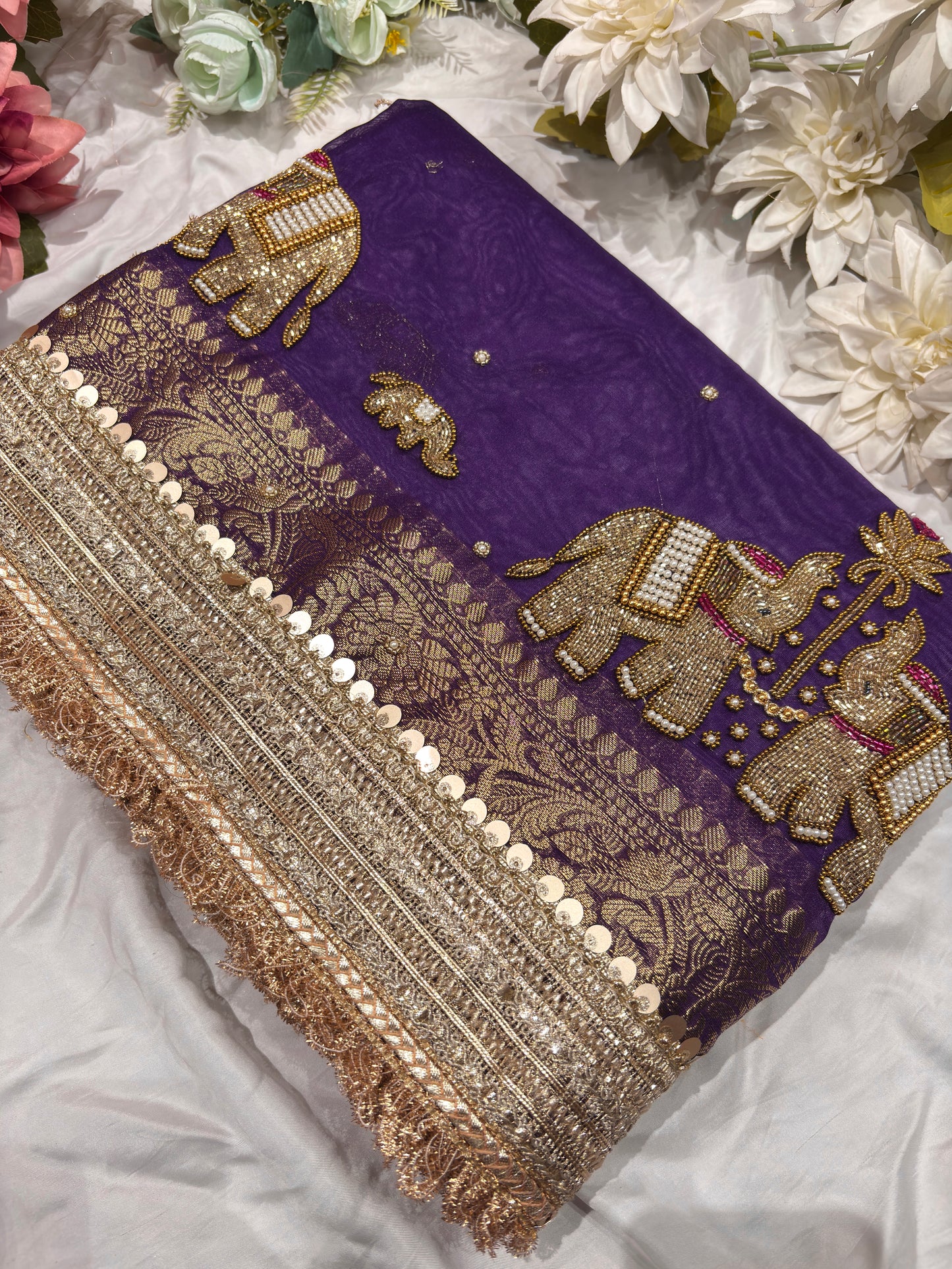 Purple Colour Gajraj Maharani Saree With zari border