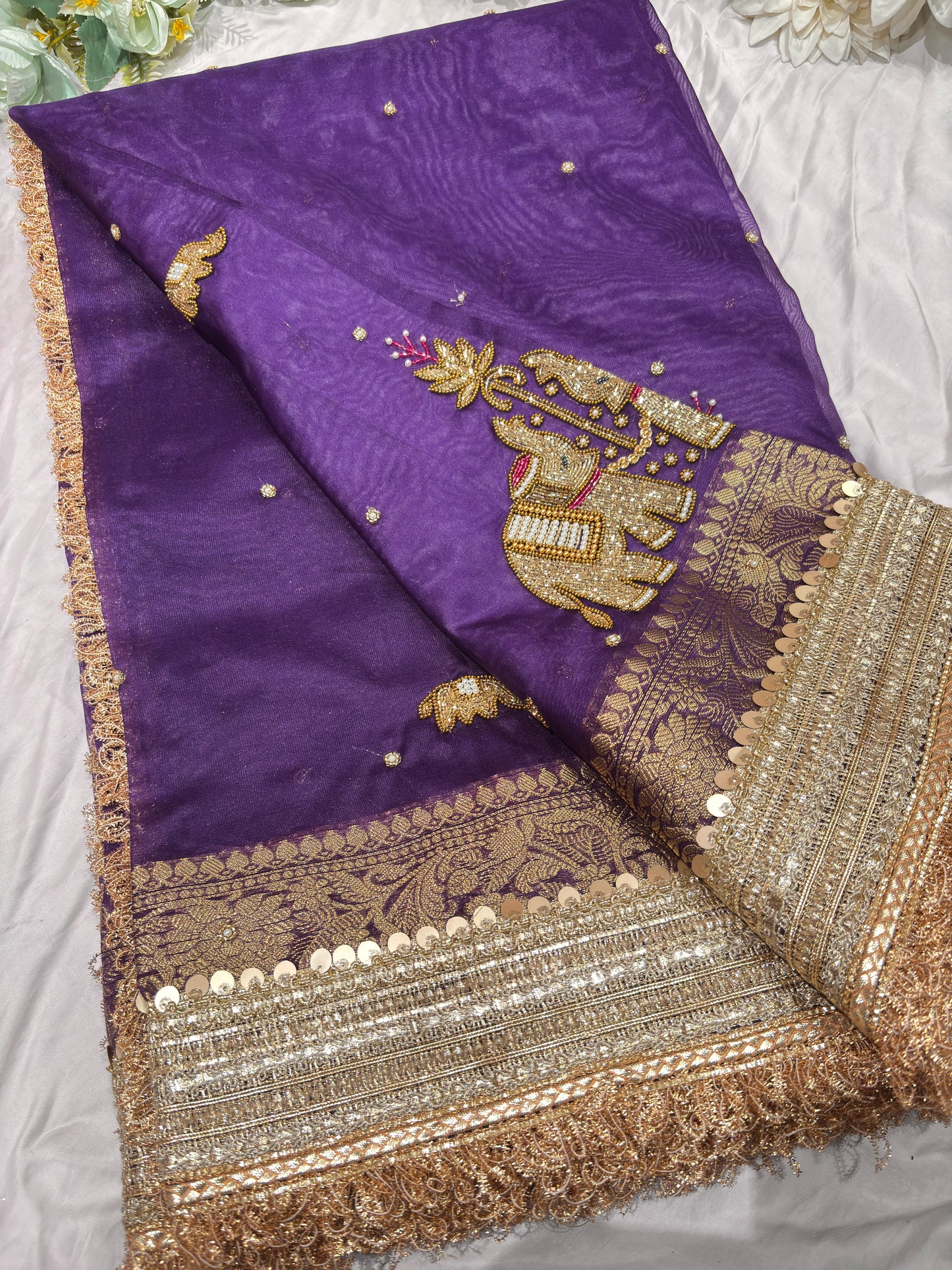 Purple Colour Gajraj Maharani Saree With zari border