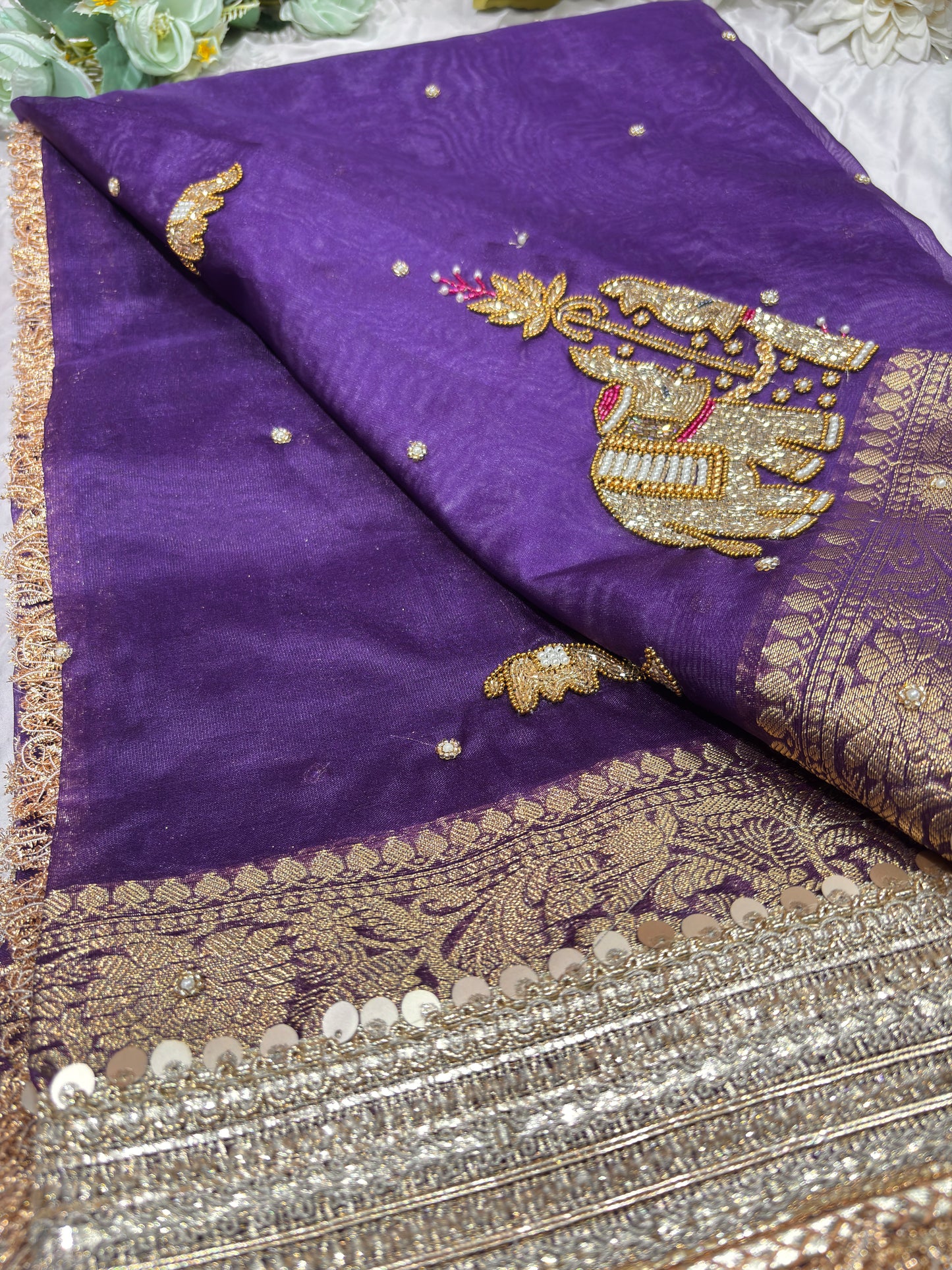 Purple Colour Gajraj Maharani Saree With zari border