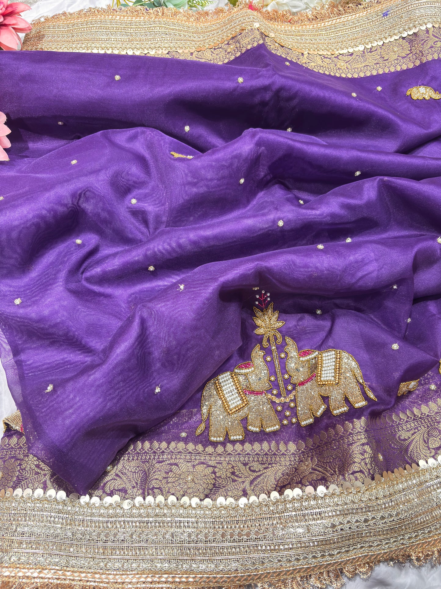 Purple Colour Gajraj Maharani Saree With zari border