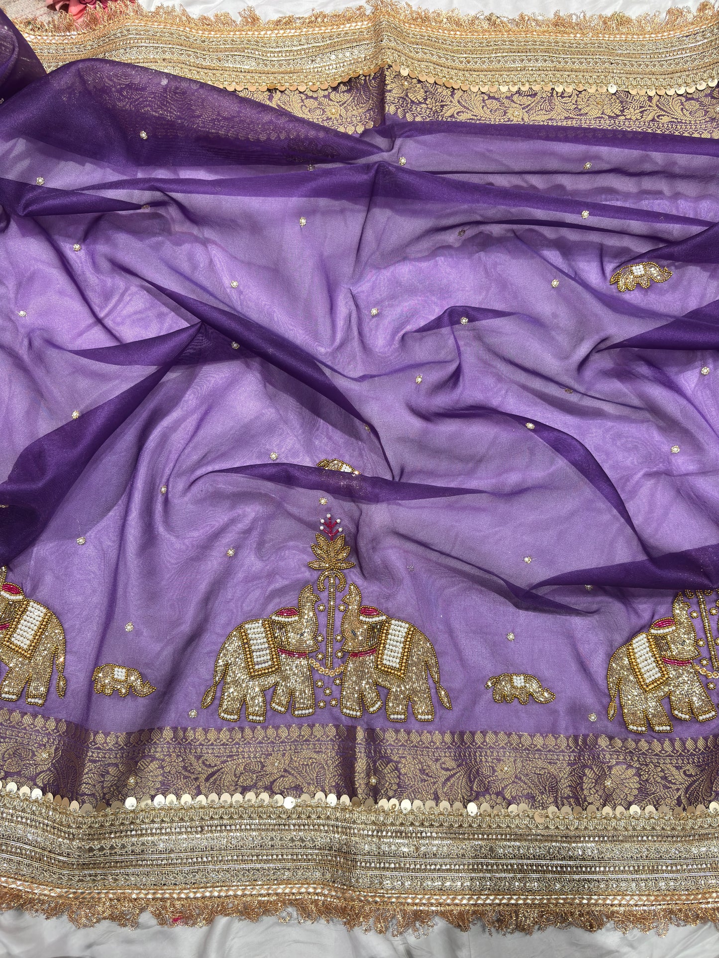 Purple Colour Gajraj Maharani Saree With zari border