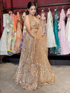 Luxury Champagne Gold Lehenga with Heavy Sequin Embroidery