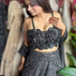 Elegant Black Embroidered Lehenga with Floral Crop Top