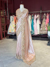 Rose Gold Designer Saree with Heavy Embroidered Border