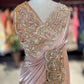 Rose Gold Designer Saree with Heavy Embroidered Border