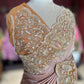 Rose Gold Designer Saree with Heavy Embroidered Border