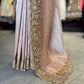 Rose Gold Designer Saree with Heavy Embroidered Border