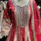 Elegant Red Anarkali with Golden Embroidery Design