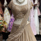 Champagne Gold Shimmer Draped Lehenga Set with Embellished Blouse