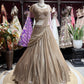 Champagne Gold Shimmer Draped Lehenga Set with Embellished Blouse