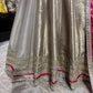Grey Colour Anarkali with Pink Dupatta and Zari Work Design