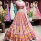 Blush Pink Floral Printed Lehenga Choli with Embellished Dupatta