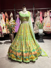 Floral Printed Lehenga Choli with Embellished Blouse & Sheer Dupatta