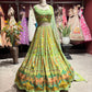 Floral Printed Lehenga Choli with Embellished Blouse & Sheer Dupatta