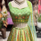 Floral Printed Lehenga Choli with Embellished Blouse & Sheer Dupatta