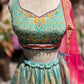 Aqua Green Paisley Designer Lehenga Choli with Hot Pink Dupatta
