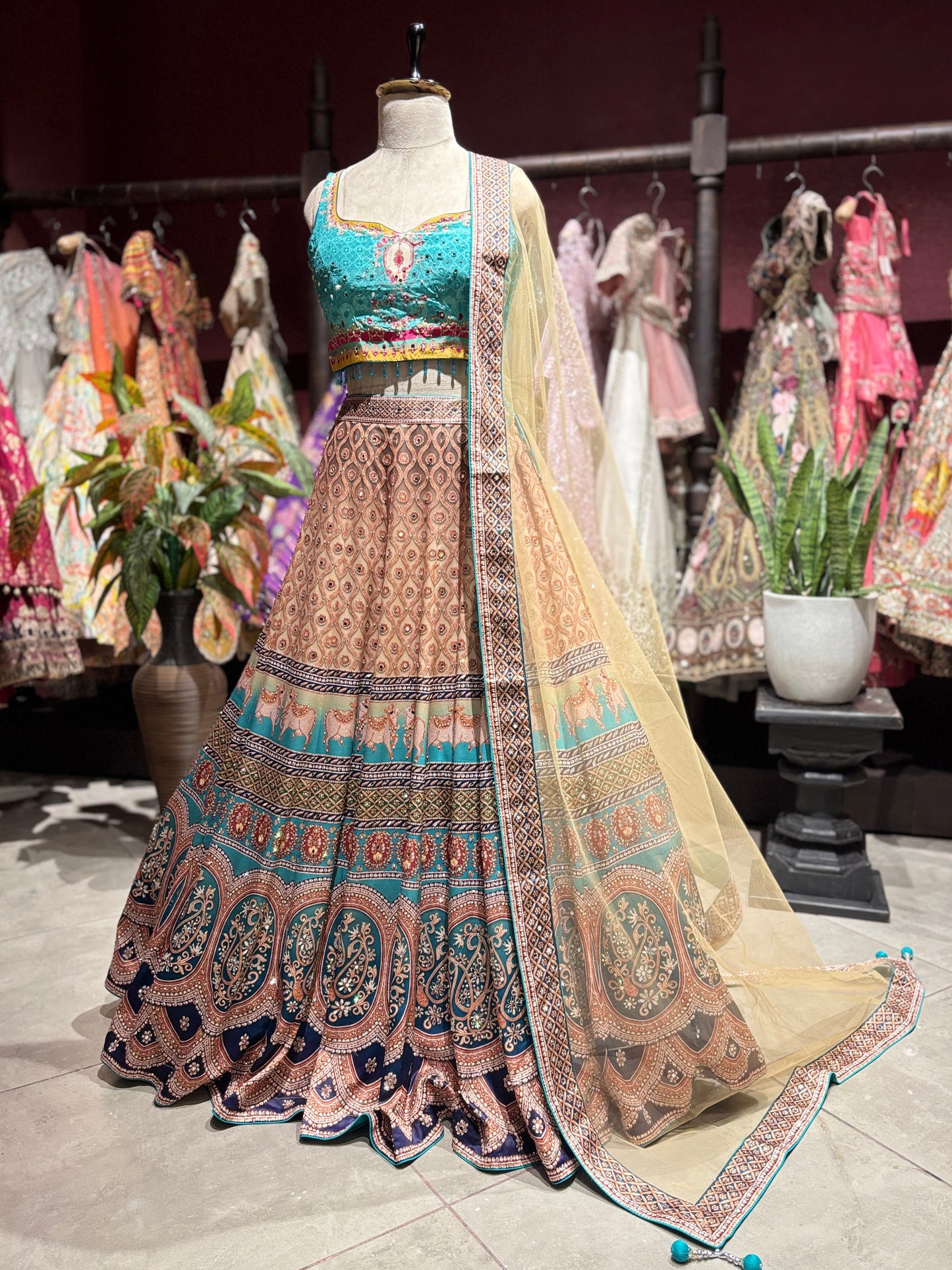 Grand Designer Printed Lehenga Choli with Sheer Dupatta