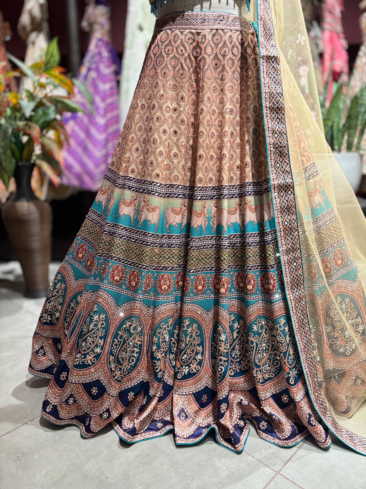 Grand Designer Printed Lehenga Choli with Sheer Dupatta