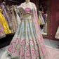 Pastel Pink & Powder Blue Heavy Embroidered Lehenga Set with Dupatta