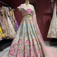 Pastel Pink & Powder Blue Heavy Embroidered Lehenga Set with Dupatta