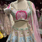 Pastel Pink & Powder Blue Heavy Embroidered Lehenga Set with Dupatta