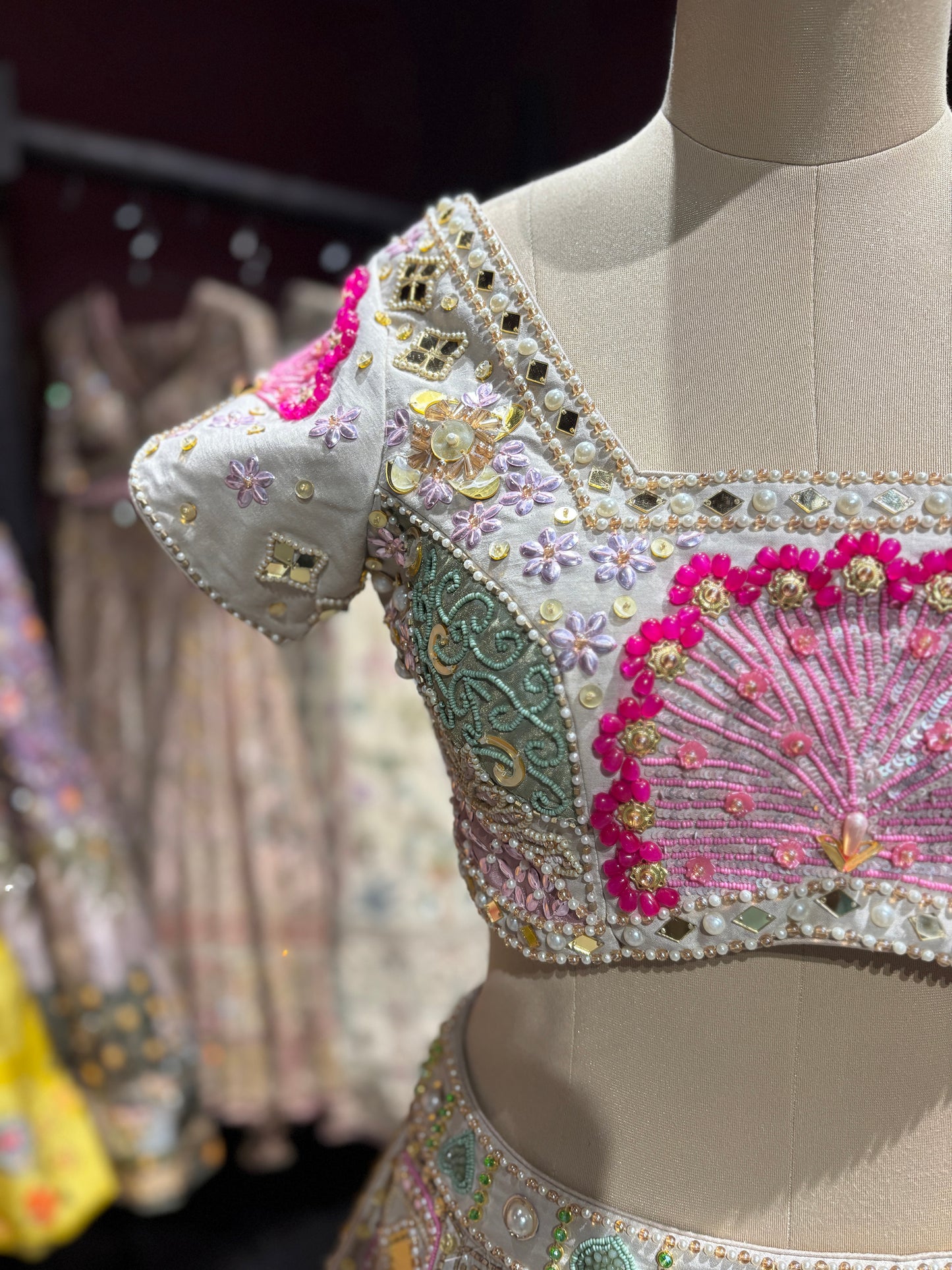 Pastel Pink & Powder Blue Heavy Embroidered Lehenga Set with Dupatta