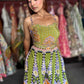 Olive Green Multicolor Printed Embellished Wide-Leg Jumpsuit