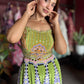 Olive Green Multicolor Printed Embellished Wide-Leg Jumpsuit