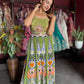 Olive Green Multicolor Printed Embellished Wide-Leg Jumpsuit