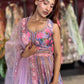 Lavender Floral Printed Lehenga Choli with Embellished Net Dupatta