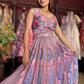 Lavender Floral Printed Lehenga Choli with Embellished Net Dupatta