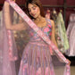 Lavender Floral Printed Lehenga Choli with Embellished Net Dupatta