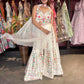Ivory Multicolor Embroidered Wide-Leg Jumpsuit with Sheer Cape