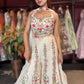 Ivory Multicolor Embroidered Wide-Leg Jumpsuit with Sheer Cape