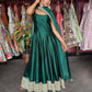 Emerald Green Designer Anarkali Gown with Embroidered Dupatta
