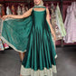 Emerald Green Designer Anarkali Gown with Embroidered Dupatta
