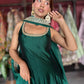 Emerald Green Designer Anarkali Gown with Embroidered Dupatta