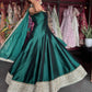 Emerald Green Designer Anarkali Gown with Embroidered Dupatta