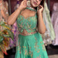 Mint Green Embroidered Sharara Jumpsuit with Sheer Cape Dupatta