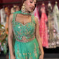 Mint Green Embroidered Sharara Jumpsuit with Sheer Cape Dupatta