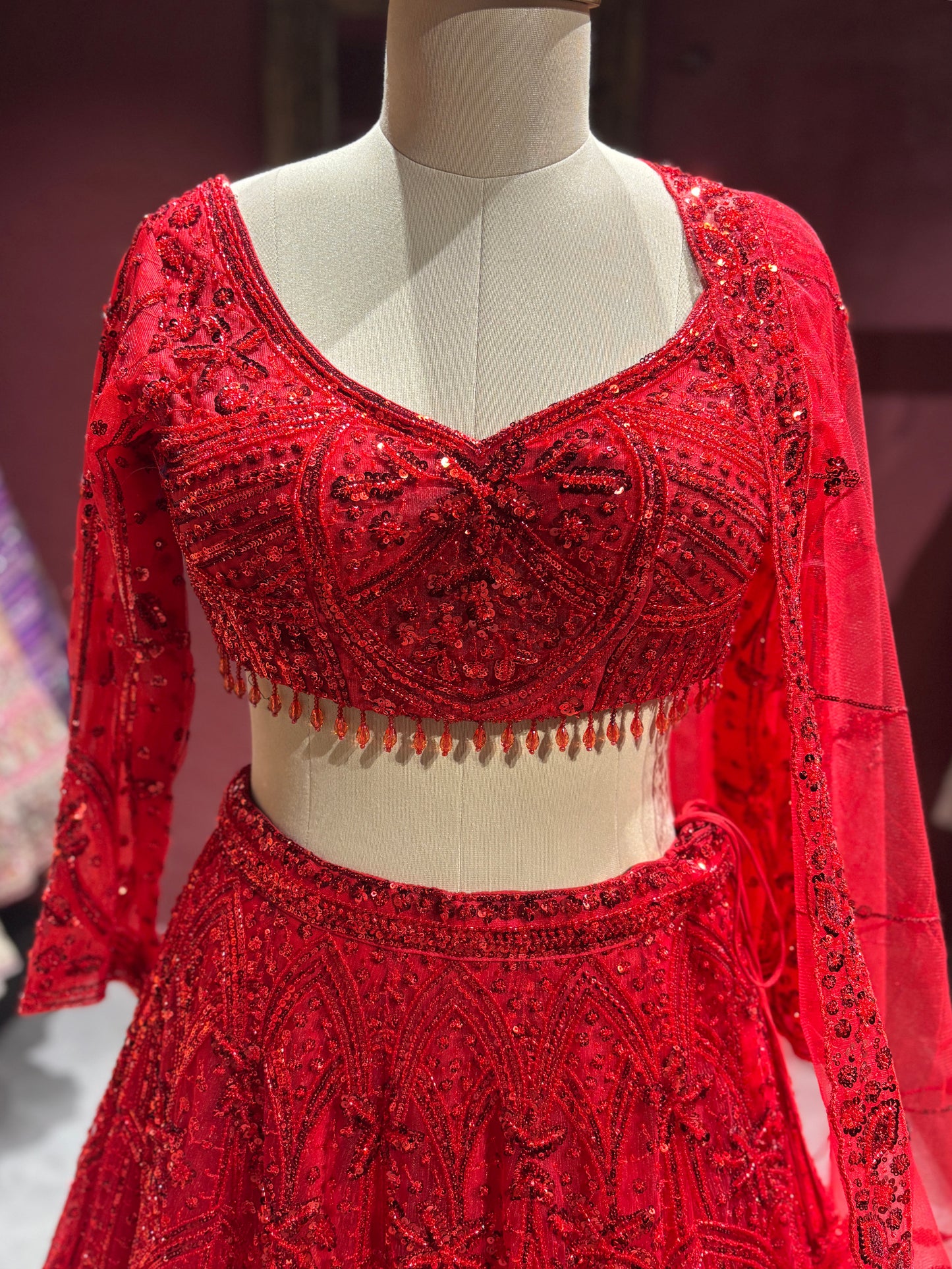 Regal Red Non Bridal Lehenga with Handcrafted Embroidery