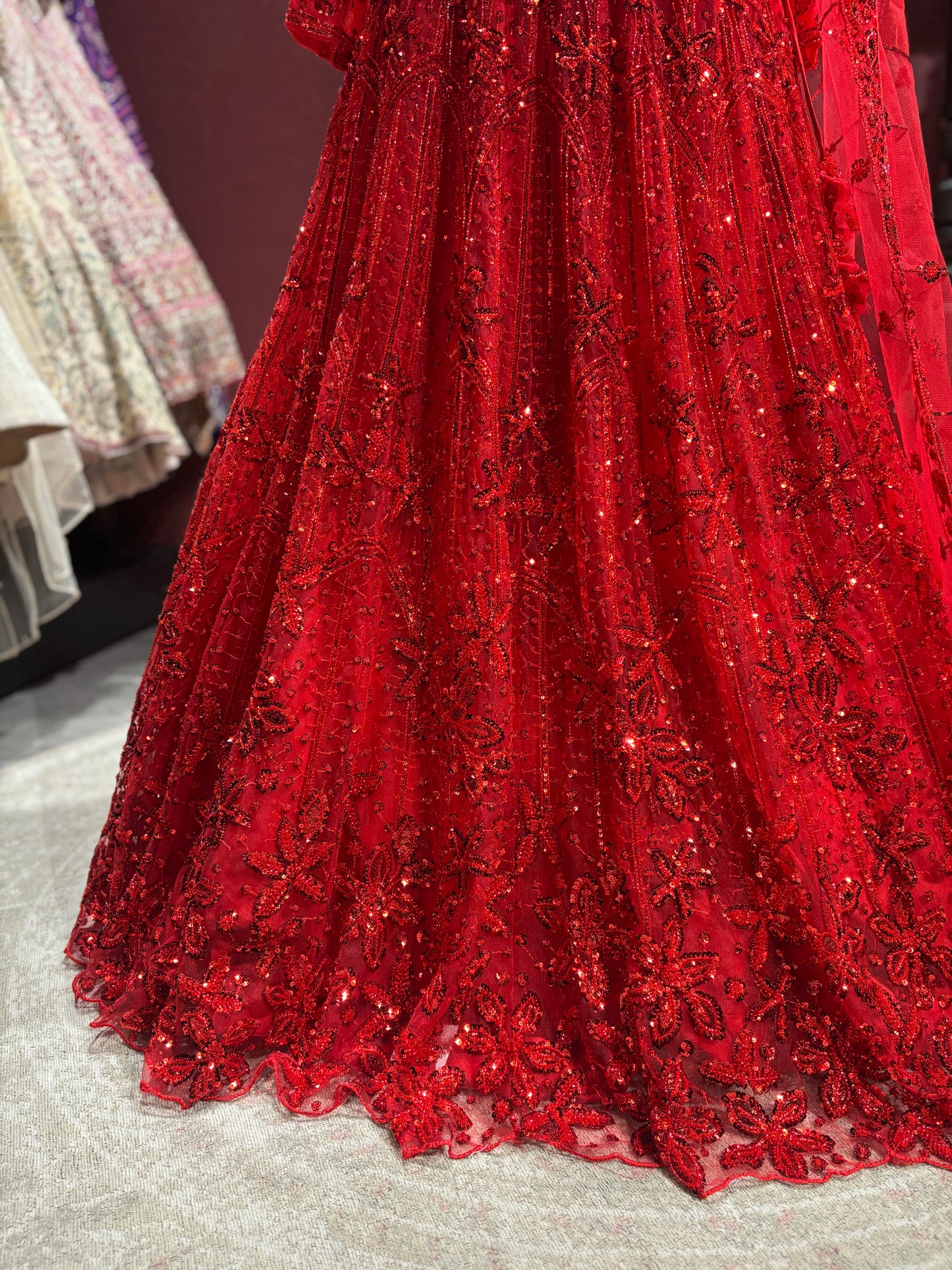Regal Red Non Bridal Lehenga with Handcrafted Embroidery