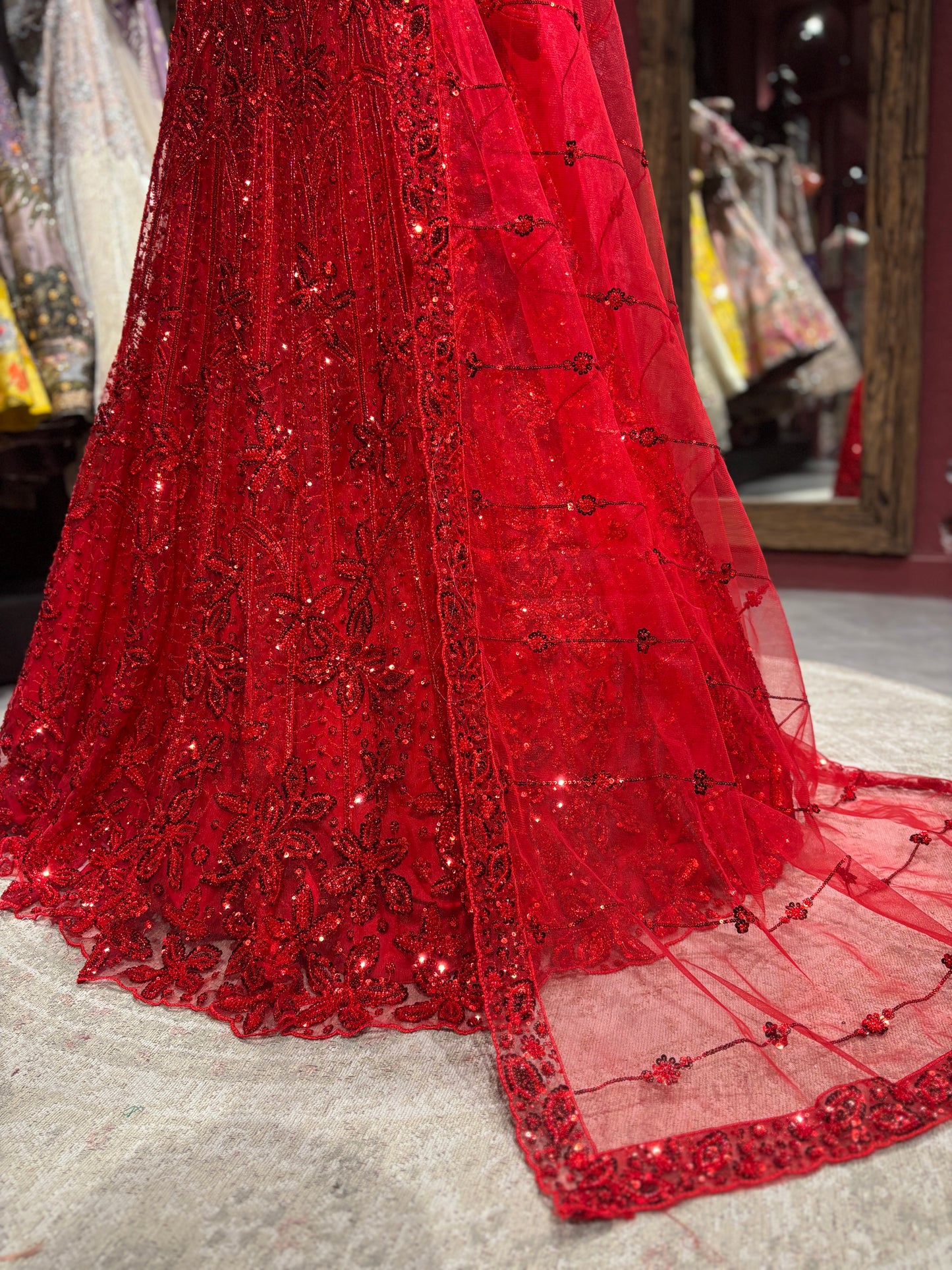 Regal Red Non Bridal Lehenga with Handcrafted Embroidery