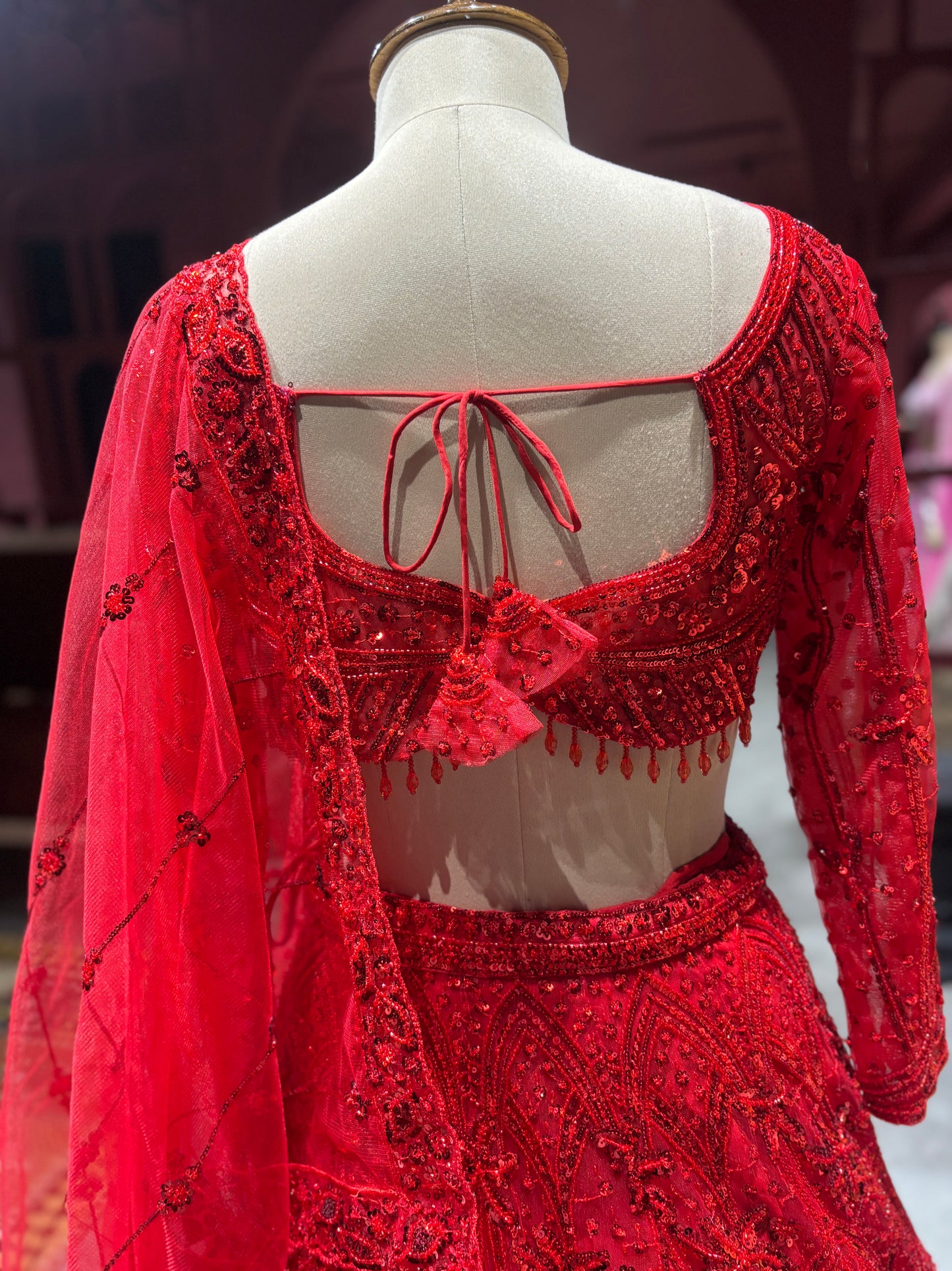 Regal Red Non Bridal Lehenga with Handcrafted Embroidery