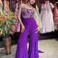 Royal Purple Embroidered Crop Top & Flared Palazzo Set with Dupatta