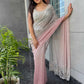Blush Silver Ombre Saree With Sequin Embellishments Lace Border