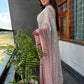 Blush Silver Ombre Saree With Sequin Embellishments Lace Border